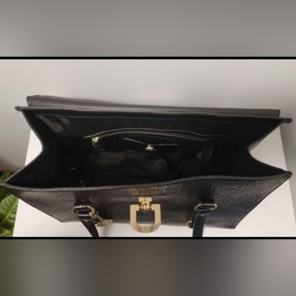 DKNY Large Pebbled Leather Satchel  Briefcase Bag  FITS TONS! - Picture 14 of 14